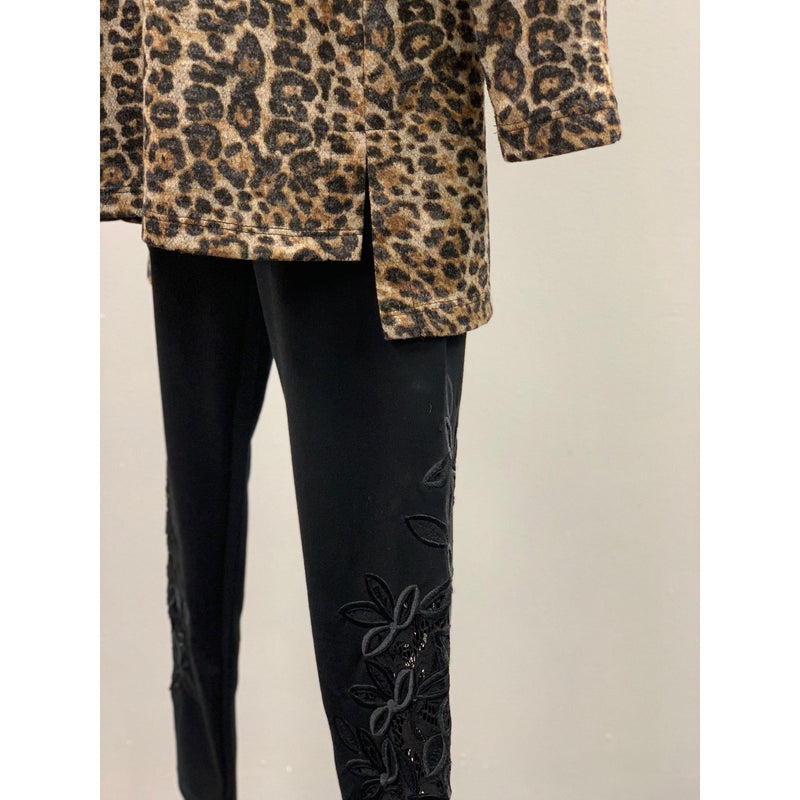 Pure Essence Cowl Neck Leopard Print Long Sleeve Tunic - Sandi's Beachwear