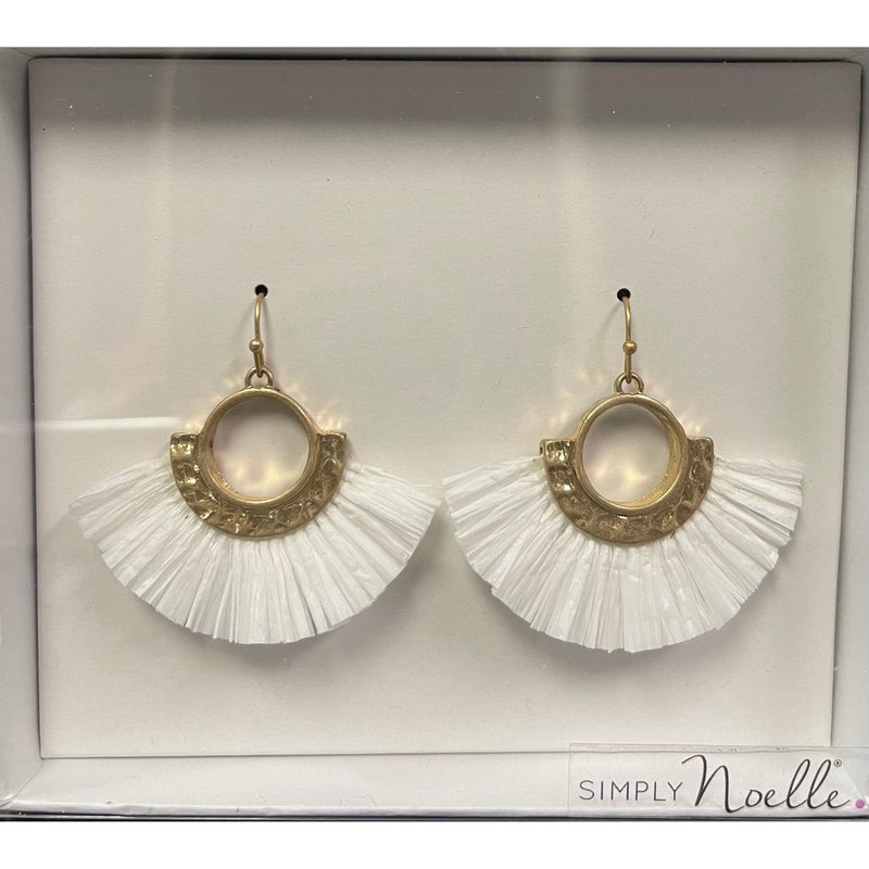 Simply Noelle-Raffia Fan Tassel & Gold Earrings - Sandi's Beachwear