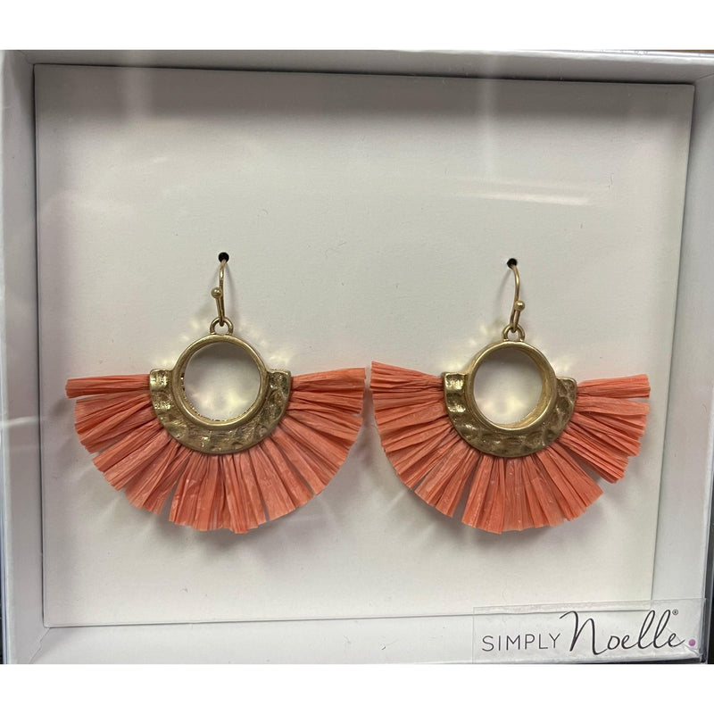 Simply Noelle-Raffia Fan Tassel & Gold Earrings - Sandi's Beachwear