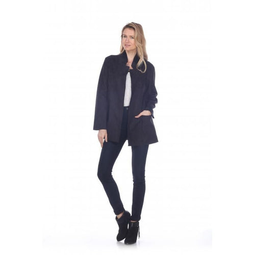 Kamana Black Suede Long Jacket - Sandi's Beachwear