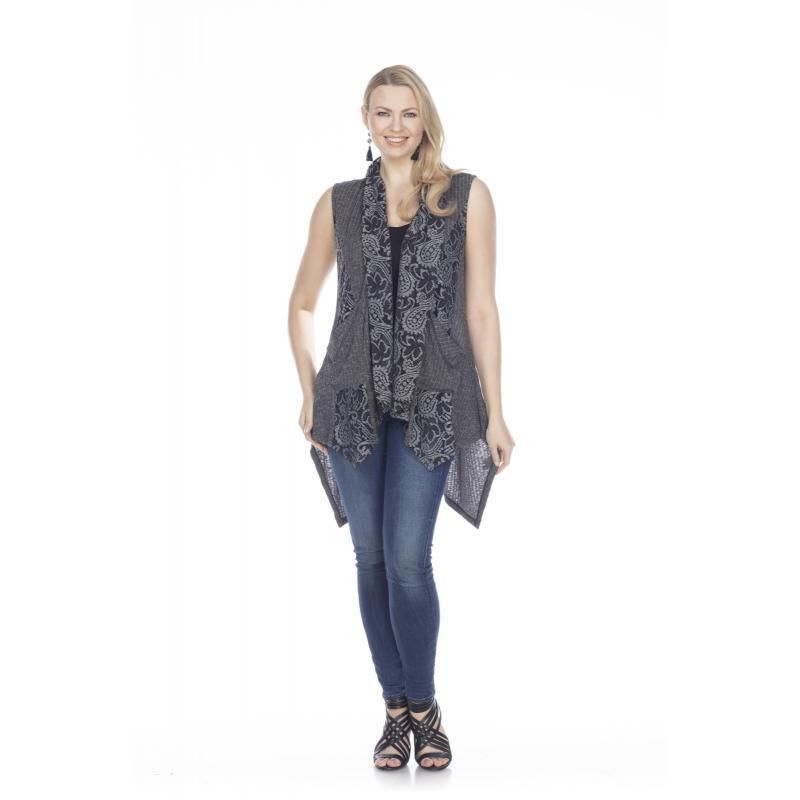 Kamana - Grey Lace Cardigan Vest - Sandi's Beachwear