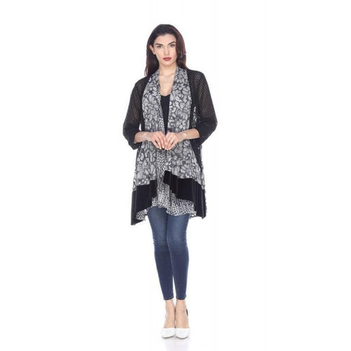 Kamana Black/Grey Cardigan - Sandi's Beachwear