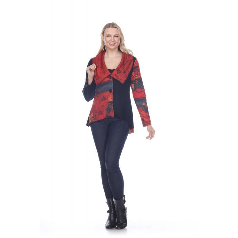 Kamana Two Button Red Jacket - Sandi's Beachwear