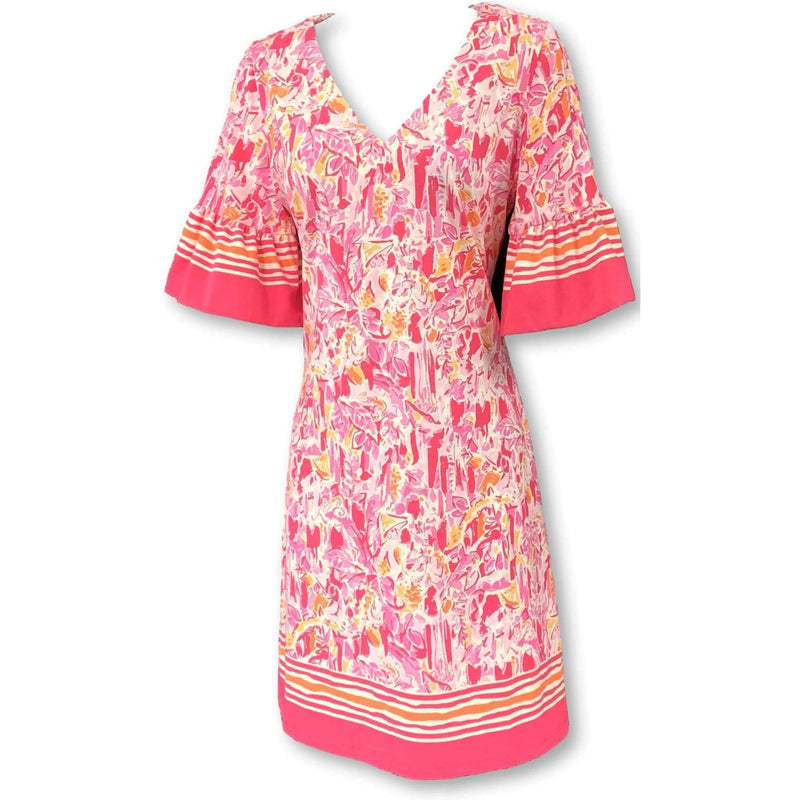 Barbara Erickson - Fooling Around Print Cabana Ruffle Sleeve V-Neck Dress - Sandi's Beachwear